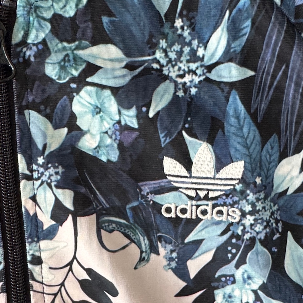 Adidas Blue Floral Print Jacket - Picture 3 of 4